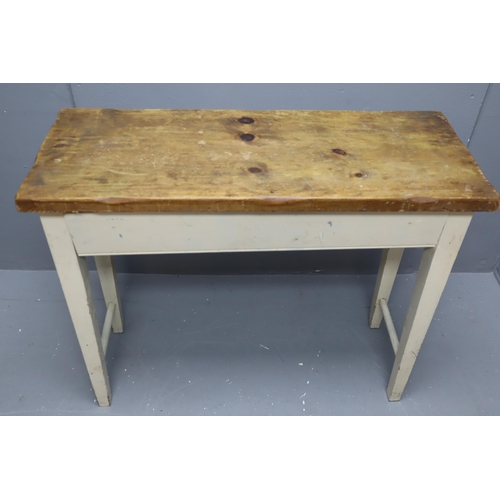 487 - Rustic Looking Slimline Hallway Table with a Solid Pine Top sitting on Off White Base 38