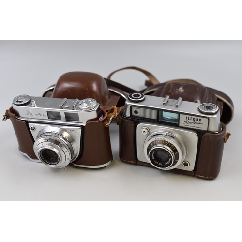 636 - Two vintage cameras to include Kodak and Ilford both completed in carry cases (carry case for the Il... 