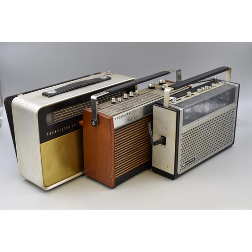 639 - Three Vintage Radios To Include Fidelity Rad 15 (Powers On), Waltham W152 (Powers On), And PYE Trans... 