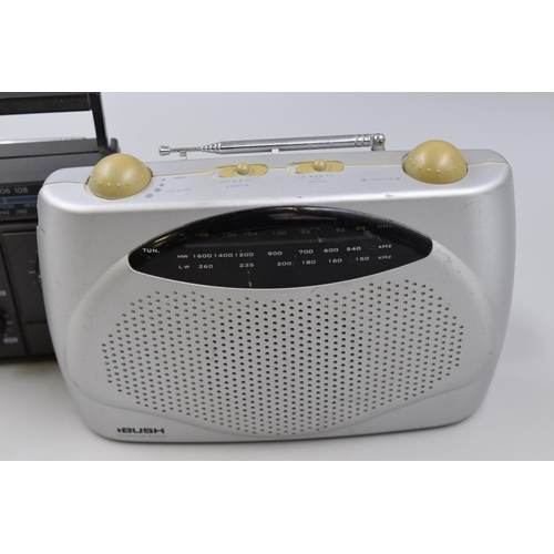 642 - Two Working Portable Radio's (Morphy Richards & Bush) Only One Power Lead (Working)