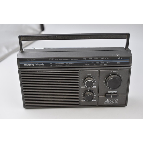 642 - Two Working Portable Radio's (Morphy Richards & Bush) Only One Power Lead (Working)