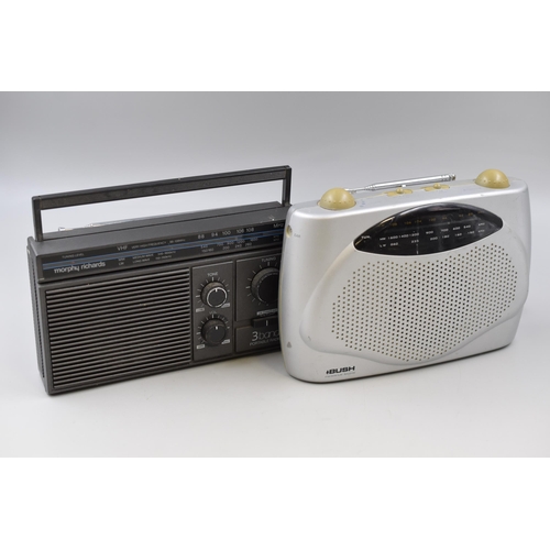 642 - Two Working Portable Radio's (Morphy Richards & Bush) Only One Power Lead (Working)