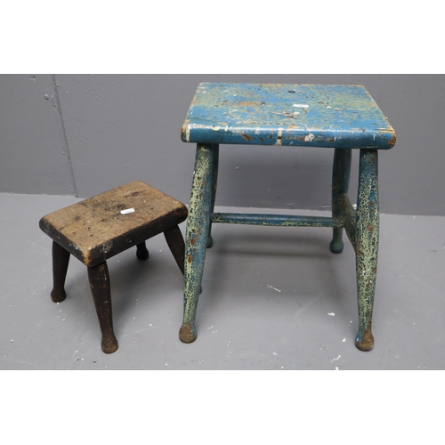 673 - Two Vintage Wooden Stools, Tallest Approx 16