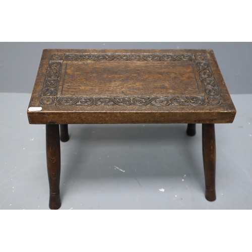 674 - Antique wooden hand carved stool/step (12