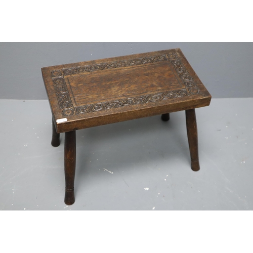 674 - Antique wooden hand carved stool/step (12