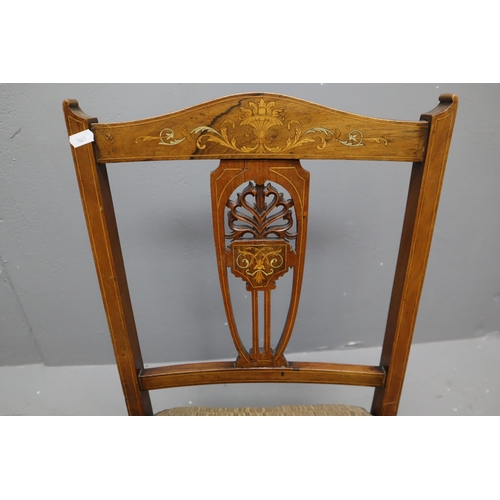 684 - Edwardian nursing chair with a beautiful inlay and on casters (28