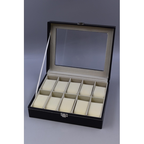 512 - A Faux Black Leather Ten Watch Presentation Box