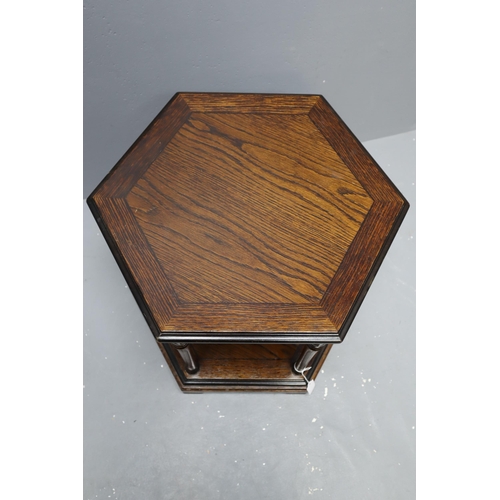 662 - Fine Quality Mid Century Hexagonal Split Level Accent Table displaying a Highly Polished Wood Grain ... 