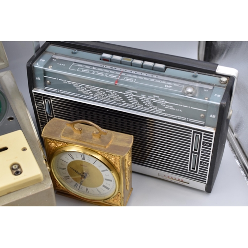 694 - Vintage Cossor Radio, Tempora Mantle Clock, and a Cased Tape to Tape Deck (Untested)