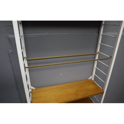 725 - Mid century white staples ladderax single bay shelving unit measures 64