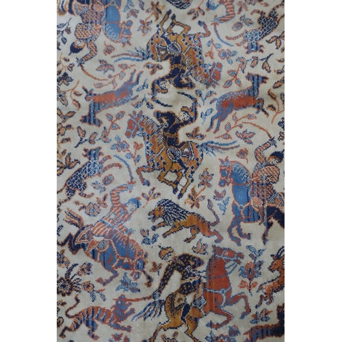 726 - Two Rugs To Include Rug Depicting Persian Warriors, And Other. Largest Approx 50