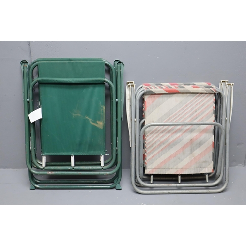 730 - Two Pairs of Folding Garden Chairs, Includes Green and Striped