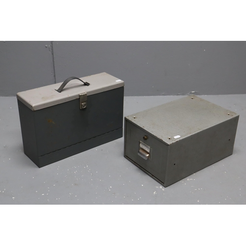 737 - Two Vintage Metal Storage Items to include a Twinlock Personal File Case with Sectional Pockets Insi... 