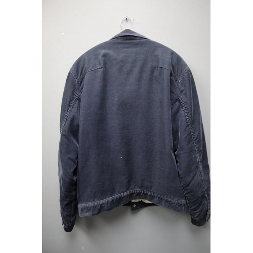 701 - A Levi Strauss & Co Navy Blue Corduroy Jacket, With Wool Effect Lining. Size L