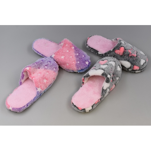 793 - Two Pairs of New Small to Medium Slippers with out door Soles