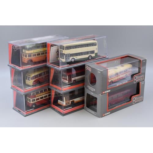 825 - Eight Corgi The Original Omnibus company diecast to include Northern Counties Palatine II Blackpool ... 