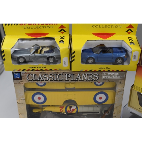 836 - Seven diecast models to include Jaguar XJS V12, Lotus Elan, Y7 1930 Model 