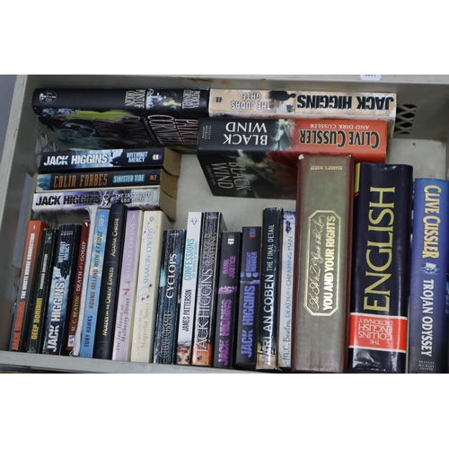 899 - Four Boxes of Books including Dinotopia, IF Marches on, Jack Higgins, Clive Cussler and a few First ... 