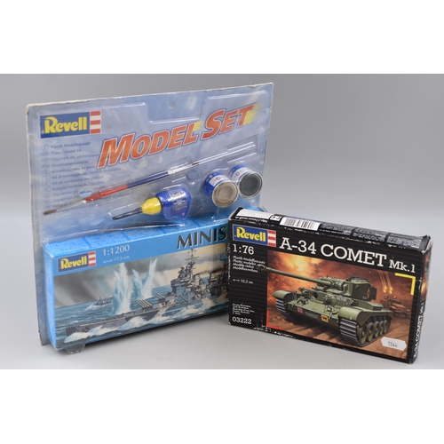 840 - Two Complete Revell Model Kits, 'Duke of York' Miniships and A-34 Comet Mk 1 Tank