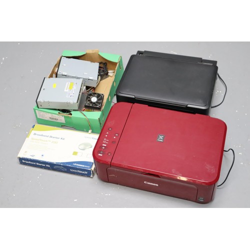 865 - Two Printers (Canon and Epson) Integrated CD Drives, Power Supply and More