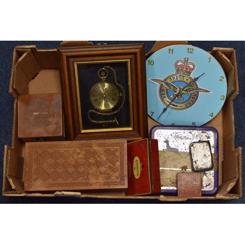 912 - Mid Selection including RAF Clock, Pocket Watch Clock, Wooden Trinket Box and a Selection of Vintage... 