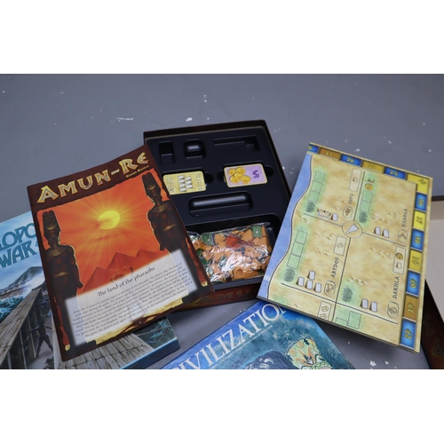 859 - Five Ancient History Based Board Games To Include The Republic of Rome, Amun-Re, The Peloponnesian W... 