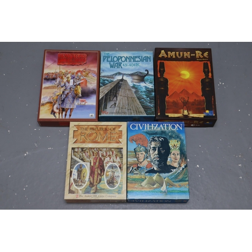 859 - Five Ancient History Based Board Games To Include The Republic of Rome, Amun-Re, The Peloponnesian W... 