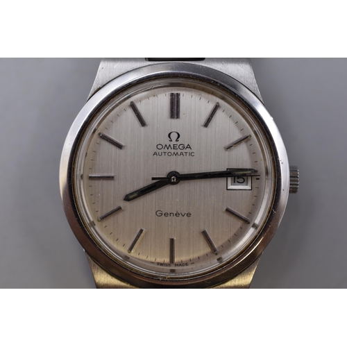 17A - An Omega Geneve Automatic Gents Day/Time Watch With Original Strap. In Working Order