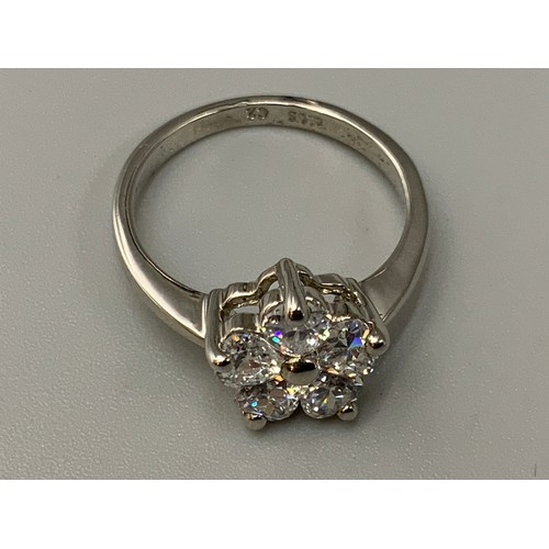 22A - Silver 925 cubic zirconia flower ring (size P)