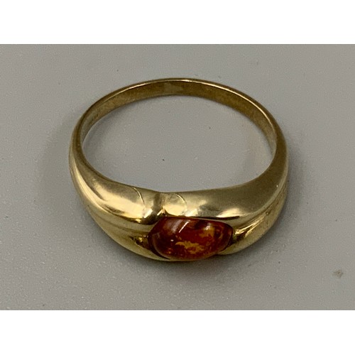 24 - Vintage Hallmarked Birmingham 375 (9ct) Baltic Amber Stoned Ring (Size M) Complete with Presentation... 