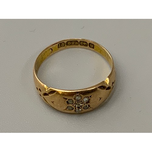 13 - Hallmarked Birmingham 625 (15ct) Diamond Stoned Ring (Size N) Complete with Presentation Box