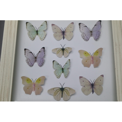 421 - Two Matching Framed Paper Butterfly Pictures 12