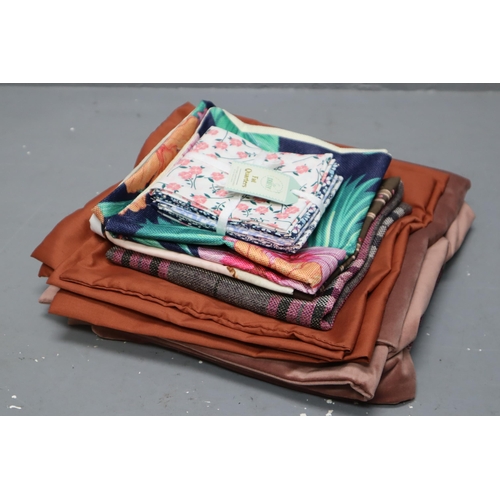 808 - Selection of 9 Cushion Covers including Silk and Velvet together with a Bundle of Craft Fat Quarters