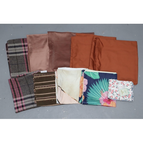 808 - Selection of 9 Cushion Covers including Silk and Velvet together with a Bundle of Craft Fat Quarters