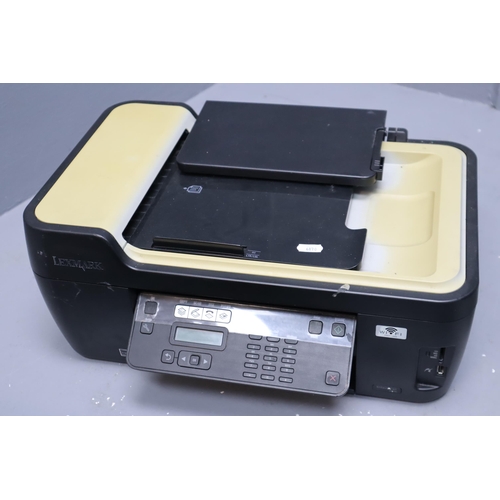 857 - Five printers and a stapling machine makes to include HP Deskjet 3055A, HP Deskjet 2542, Canon 5P450... 