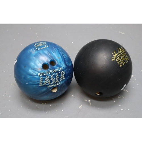 869 - Selection of 2 Bowling Balls Including Brunswick Laser and Brunswick LT-48