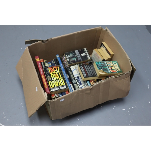 909 - Box full of 30 SAS books to include Bravo Two Zero, The Hit List, Blood Money and more