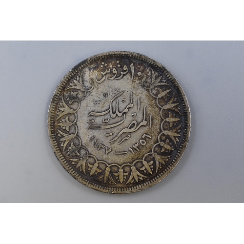 161 - Egypt 1933 - 1937 Silver 10 Piastres