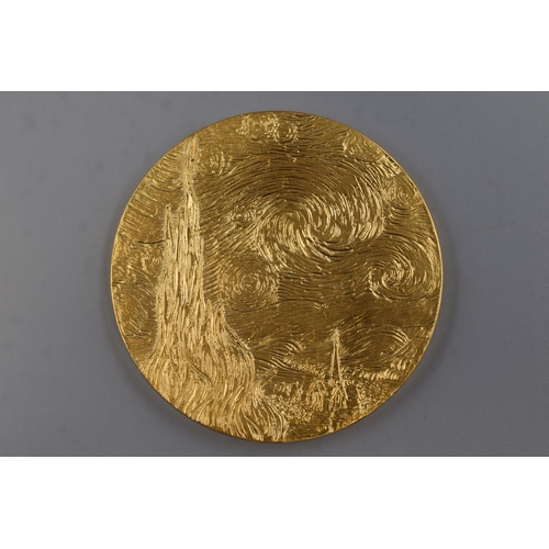 163 - Vincent Van Gogh 60mm Gold Plated The Starry Night Medal (110 grams)