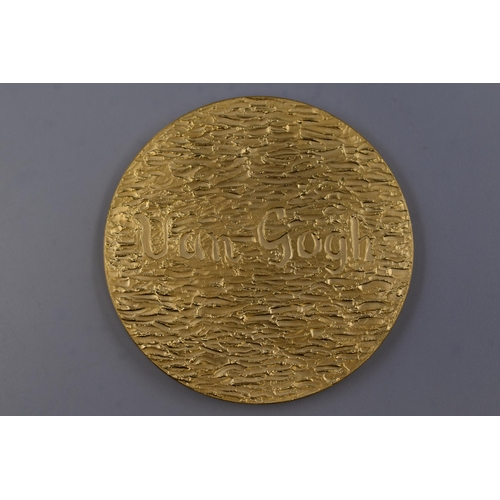 164 - Vincent Van Gogh 60mm Gold Plated The Sower Medal (110 grams)