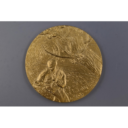 164 - Vincent Van Gogh 60mm Gold Plated The Sower Medal (110 grams)