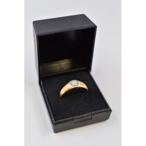 9 - Gold 18ct Diamond Stoned Solitaire Ring Complete with Presentation Box