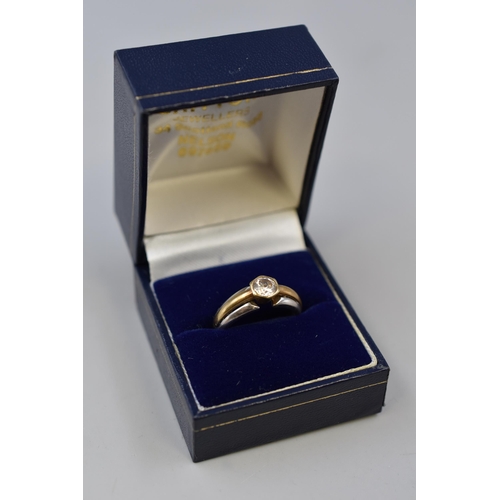 10 - Hallmarked Sheffield 375 (9ct) Gold Solitaire Ring Complete with Presentation Box (Size O)