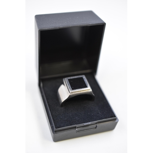 18 - TGC Titanium Black Stoned Ring Complete with Presentation Box Box