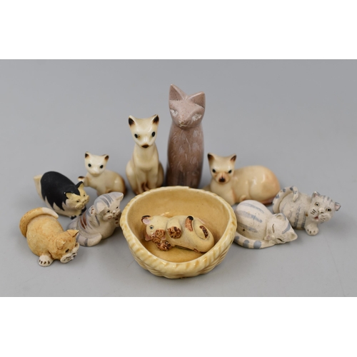 280 - Selection of Miniature Cat Figurines (one a/f) (tallest 2