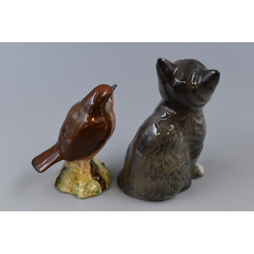 281 - Two Beswick Figurines to include Robin and Cat (tallest 4