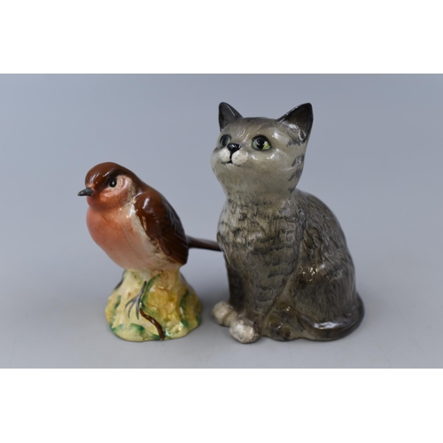 281 - Two Beswick Figurines to include Robin and Cat (tallest 4