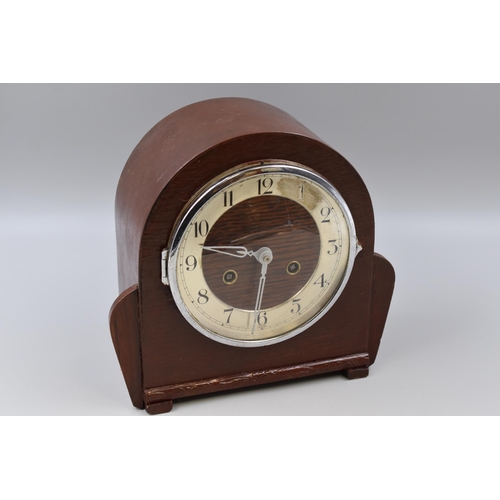 324 - Art Deco Wood Cased Chiming Mantel Clock