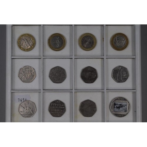 181 - Mixed selection of collectable coins to include 70 ER 1652 - 2022 50 Pence, Swimming 50 Pence, An ac... 