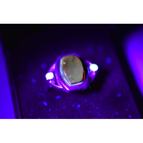 38 - Silver 925, Amber Stoned Ring (Size O) Complete in Presentation box